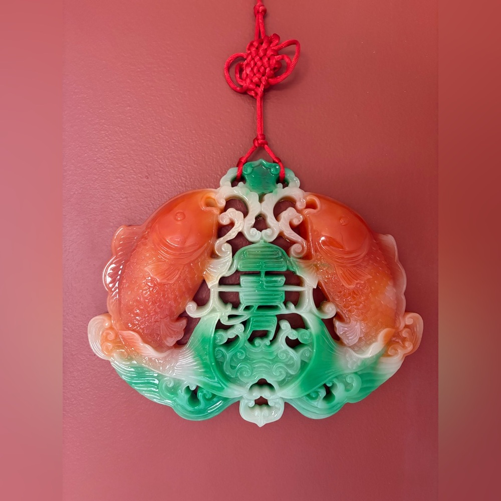 Asian double happiness resin wall hanging